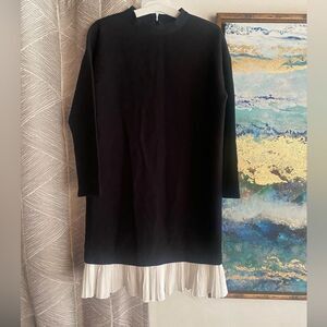 Blaque Label Womens Long Sleeve Crew Neck Shift Dress Black White Size XS